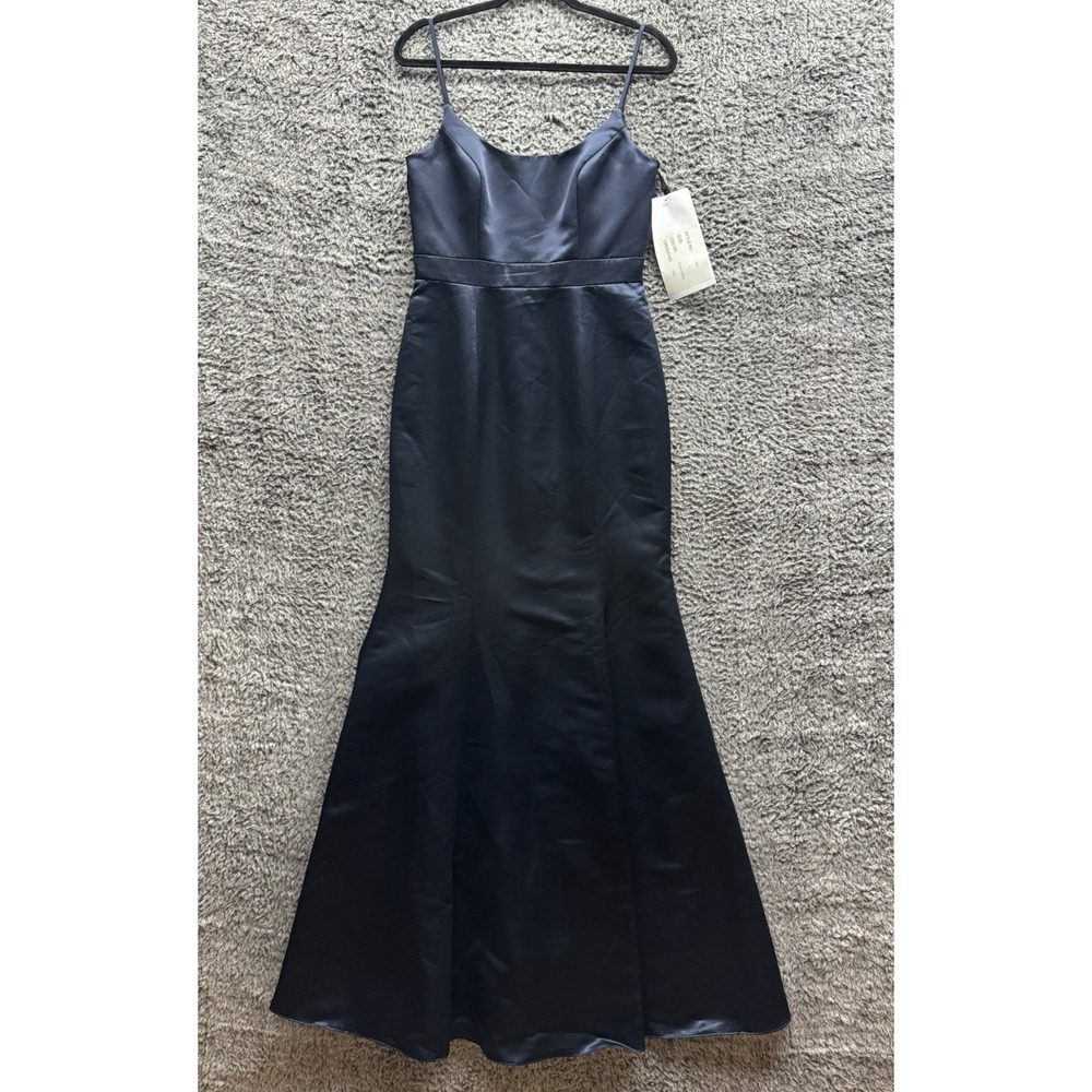 Hailey Paige Occasions Satin Navy Long Gown Size 6‎ NWD